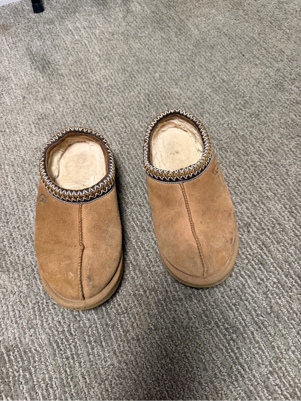 UGG Chestnut Brown Suede Shearling Lined Slippers